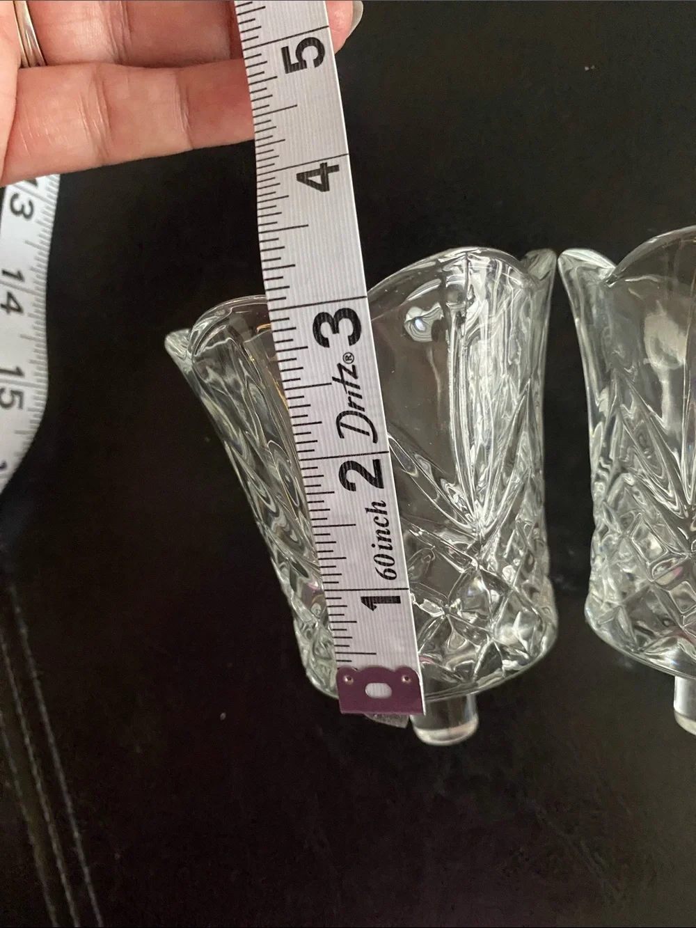 Vintage Home Interiors Clear Glass Cut Bell Candle Covers - Clear set of 2.